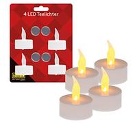 Idena 408998 - Velas de té LED, 4 piezas, velas eléctricas con luz parpadeante, pilas incluidas, decoración para bodas, fiestas, Navidad, Pascua, como luz de ambiente