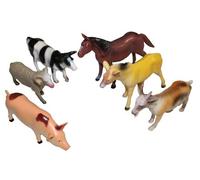 Idena 4329902 - Set de figuras de juego con 6 animales de la granja, de plástico, cada uno de unos 15 cm de altura, divertido para la bañera, el arenero, en la guardería y la habitación de los niños