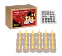 Idena 50023 - Velas de té LED, 24 piezas, velas eléctricas con luz parpadeante, pilas incluidas, decoración para bodas, fiestas, navidad, en caja, pascua, como luz de ambiente