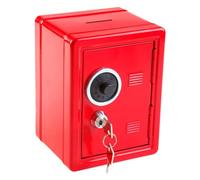 Idena 50035 - Caja fuerte de ahorro, 120 x 100 x 160 mm, roja, con llave y cerradura mecánica de combinación