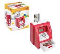 Idena 50061 - Hucha Digital con Sonido en Rojo, Tarjeta de crédito protegida por Pin, Contador de Monedas y Muchas Funciones, Aprox. 21,8 x 16 x 14,5 cm