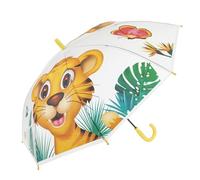 Idena 50114 - Paraguas para niños de plástico transparente con motivo de tigre, paraguas de varilla con apertura manual, diámetro 83 cm y longitud aprox. 66 cm