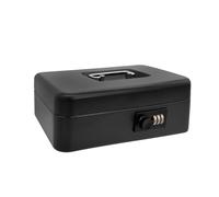 Idena 50118 - Caja de caudales con cerradura de combinación de 3 dígitos, aprox. 25 x 18 x 9 cm, caja de caudales de acero negro, incl. compartimento para billetes duros