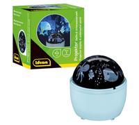 Idena 50144 - Proyector LED delfín y mundo submarino, se ilumina en los colores blanco y azul, proyector LED cielo estrellado con 2 modos, funciona con pilas, aprox. 11,5 x 13 cm
