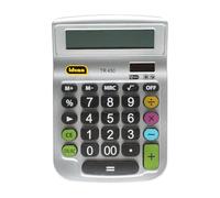 Idena 505292 - Calculadora de sobremesa TR 450, pantalla de 12 dígitos, funcionamiento con pilas, funcionamiento solar, cálculo de raíces, cálculo de porcentajes, función de memoria, plata
