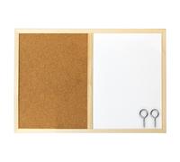 Idena 568016 - Tablón de anuncios/pizarra blanca con marco de madera, incluye 2
