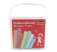Idena 60042 - Tizas para Pintar Calle en Caja Cuadrada con asa, 20 Barras en 7 Colores, para Pintar Asfalto, pavimento u hormigón