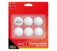 Idena 7440022 - Pelotas de tenis de mesa 6 piezas en blanco, diámetro 40 mm según las directrices de competición de la ITTF, calidad 3 estrellas, para uso en clubes, ocio y hobby