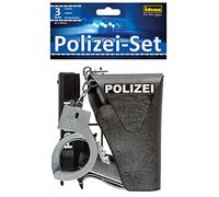 Idena 8040007 - Set de policía, pistola, funda y esposas, set de juego, fiesta temática, carnaval
