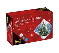 Idena 8325068 - Cadena de luces LED con 200 LEDs de colores, con función de temporizador de 8 horas y transformador, para uso en interiores y exteriores, como decoración para fiestas, navidad, bodas