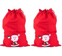 Idena 8580196 - Saco de Papá Noel con motivo, rojo, 90 x 60 cm, fieltro, regalo (Paquete de 2)