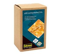 Idena 8582052 - Cadena de luces LED con 20 LEDs en blanco cálido, con función de temporizador de 6 horas, funciona con pilas, para uso en interiores, como decoración para fiestas, navidad, bodas