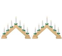 Idena 8582088 - Candelabro de Adviento LED de madera de color natural con 7 velas LED de color blanco cálido, con bombilla de repuesto, cable de conexión con interruptor, decoración para navidad