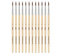 Idena 90089 - Pinceles de pelo, tamaño 6, con mango de madera sin pintar, juego de 12, pinceles de pintura para escolares artistas aficionados