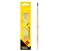 Idena 90090 - Pinceles de pelo, tamaño 8, con mango de madera sin pintar, juego de 12, pinceles de pintura para escolares artistas aficionados