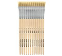 Idena 90101 - Pinceles de cerdas, tamaño 18, con mango de madera sin pintar, juego de 12, pinceles para pintar para escolares artistas aficionados
