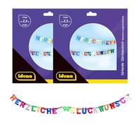 Idena 90118 - Guirnalda de feliz cumpleaños, 2 piezas, Decoración de cumpleaños, Fiesta de cumpleaños infantil