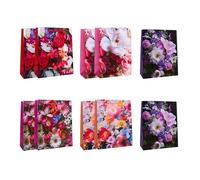 Idena 90225 - Bolsas de regalo Classic Flowers, 10 unidades, bolsas de regalo de tamaño 18 x 23 x 8 cm, bolsas de papel brillante con flores de colores