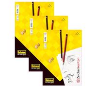 Idena 90296-Tablero DIN A4, 3 blocs de Dibujo con 50 Hojas de Papel Cada uno, 250 g/m², Mezcla FSC, Multicolor