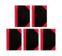Idena 90297 - Cuaderno A6, 5 unidades, cuaderno a cuadros con 96 hojas, 70 g/m², tapa dura en rojo-negro