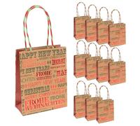 Idena 90407 - Bolsas de Regalo Feliz Navidad, 12 Unidades, Bolsas de Papel de 15 x 12 x 5 cm, Bolsas de Regalo para Navidad y Nochevieja