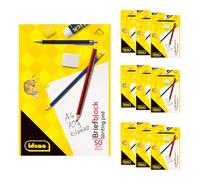 Idena 90430 - Bloc en blanco A4, 10 unidades, bloc de notas con 50 hojas y sin márgenes, papel de 70 g/m², sin perforar y encolado por la parte superior