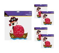 Idena 90435 - Farolillo Pirata, 5 Unidades de Aprox. 34 x 40 cm Cada una, farolillos de Papel Rojos con Motivo 3D, farolillos Infantiles para San Martín y la Fiesta de Las Luces