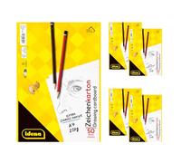 Idena 90436 - Bloc de dibujo A4, 5 unidades, bloc de bocetos con 50 hojas encoladas, cartulina de 250 g/m², papel FSC Mix