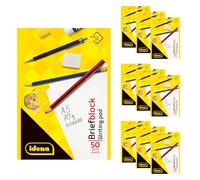 Idena 90438 - Bloc en blanco A5, 10 unidades, bloc de notas con 50 hojas sin margen, papel de 70 g/m² sin perforar y encolado en la parte superior