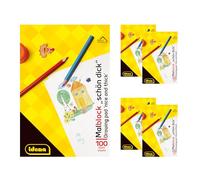 Idena 90441 - Bloc de dibujo DIN A4, 5 unidades, bloc con 100 hojas encoladas, papel de dibujo de 70 g/m², papel FSC Mix