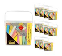 Idena 90442 - Tizas para Pintar en la Calle en Cubo con asa, 12 Cajas con 20 Barras Cada una en 7 Colores, tizas para Pintar en el Asfalto, el pavimento o el hormigón