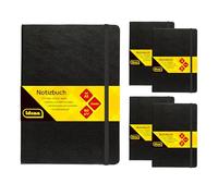 Idena 90444 - Cuaderno A5 en blanco, 5 unidades, 192 hojas de 80 g/m² en color crema, con bolsillo interior, goma elástica y marcapáginas, tapa dura en negro