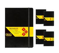 Idena 90447 - Cuaderno A4 cuadriculado, 5 unidades, 192 hojas de 80 g/m² en color crema, con bolsillo interior, goma elástica y marcapáginas, tapa dura en negro