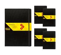 Idena 90449 - Cuaderno A4 en blanco, 5 unidades, 192 hojas de 80 g/m² en color crema, con bolsillo interior, goma elástica y marcapáginas, tapa dura en color negro