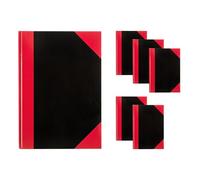 Idena 90456 - Cuaderno A6, 6 unidades, cuaderno cuadriculado con 96 hojas, 70 g/m², tapa dura en rojo y negro