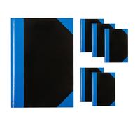 Idena 90458 - Cuaderno A5, 6 unidades, cuaderno rayado con 96 hojas, 70 g/m², tapa dura en azul y negro