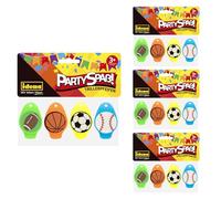 Idena 90460 - Set de diversión para Fiestas con 16 silbatos en 4 Motivos, Regalos para Fiestas de cumpleaños Infantiles, silbatos de Colores de plástico