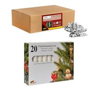 Idena 90486 - Portavelas para el árbol de Navidad, 20 Unidades en Color Plata, Incl. 20 Velas para árbol en Color Blanco, portavelas Vintage de Metal, con Clip para Ramas de hasta 1,5 cm de Grosor