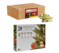 Idena 90489 - Portavelas para el árbol de Navidad, 20 Unidades en Dorado, Incl. 20 Velas para árbol en Blanco, portavelas Vintage de Metal, con Clip para Ramas de hasta 1,5 cm de Grosor