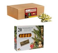 Idena 90490 - Portavelas para el árbol de Navidad, 20 Unidades en Dorado, Incl. 20 Velas para árbol en Amarillo, portavelas Vintage de Metal, con Clip para Ramas de hasta 1,5 cm de Grosor