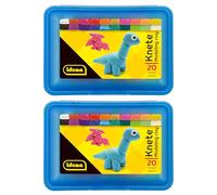 Idena 90514 - Set de plastilina con 40 Barras de Masa para modelar en 20 Colores, 2 Cajas de Almacenamiento Azules con 20 Barras de plastilina Cada una, diversión Creativa para niños