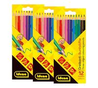 Idena 90515-3 Paquetes de lápices de Colores en 12 Tonos, lápices sin Madera con Forma Triangular ergonómica, empaquetados en Estuche de cartón