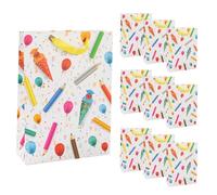 Idena 90540 - Bolsas de regalo para el inicio del curso escolar, 10 unidades, bolsas de regalo de 25 x 34,5 x 8,5 cm, bolsas de papel de colores con motivos de conos de regalo escolares