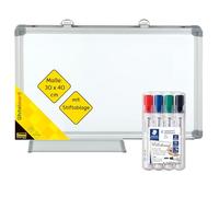 Idena 90885 - Pizarra blanca con bandeja para rotuladores, aprox. 40 x 30 cm, incl. 4 rotuladores STAEDTLER Lumocolor para pizarra blanca con punta redonda de aprox. 2 mm de ancho de trazo