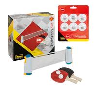 Idena 90958 - Set de Tenis de Mesa con Red, Dos Palas y Dos Pelotas, Incluye 6 Pelotas de Tenis de Calidad 3 Estrellas, Blancas, diámetro 40 mm, fácil de Montar en Cualquier