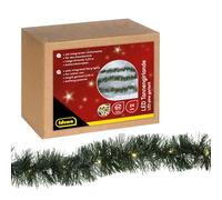 Idena Guirnalda de Abeto con 24 ledes en Blanco cálido, con Temporizador de 6 Horas, Funciona con Pilas, decoración para Adviento y Navidad, Color Verde, Aprox. 2,5 m de Largo (31345)