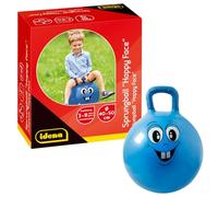 Idena Happy Face 40094 - Pelota de Salto (diámetro: 45-50 cm, soporta hasta 50 kg, Verano, Parque o guardería), Color Azul
