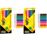 Idena - Lápices de Colores Triangulares Ergonómicos en 12 Colores, Lápices de Madera FSC, en Caja de Cartón (Paquete de 2)
