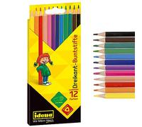 Idena - Lápices de Colores Triangulares Ergonómicos en 12 Colores, Lápices de Madera FSC, en Caja de Cartón