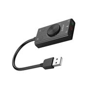 Identicador LED externo USB tarjeta de sonido estéreo micrófono altavoz auriculares conector de audio adaptador de cable de 3,5 mm con interruptor de silencio de volumen